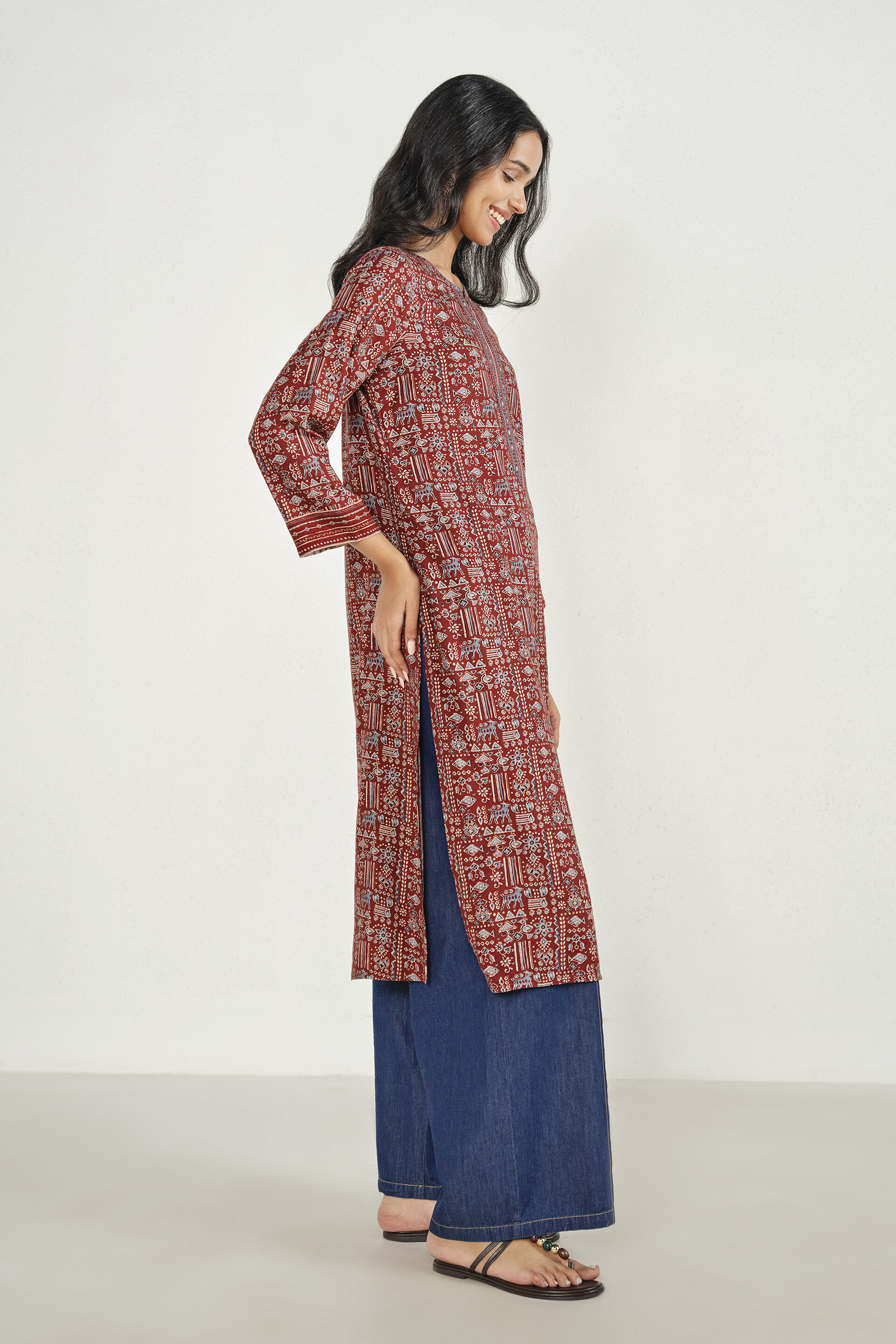 Pihu Rust Straight Kurta, Rust, image 4